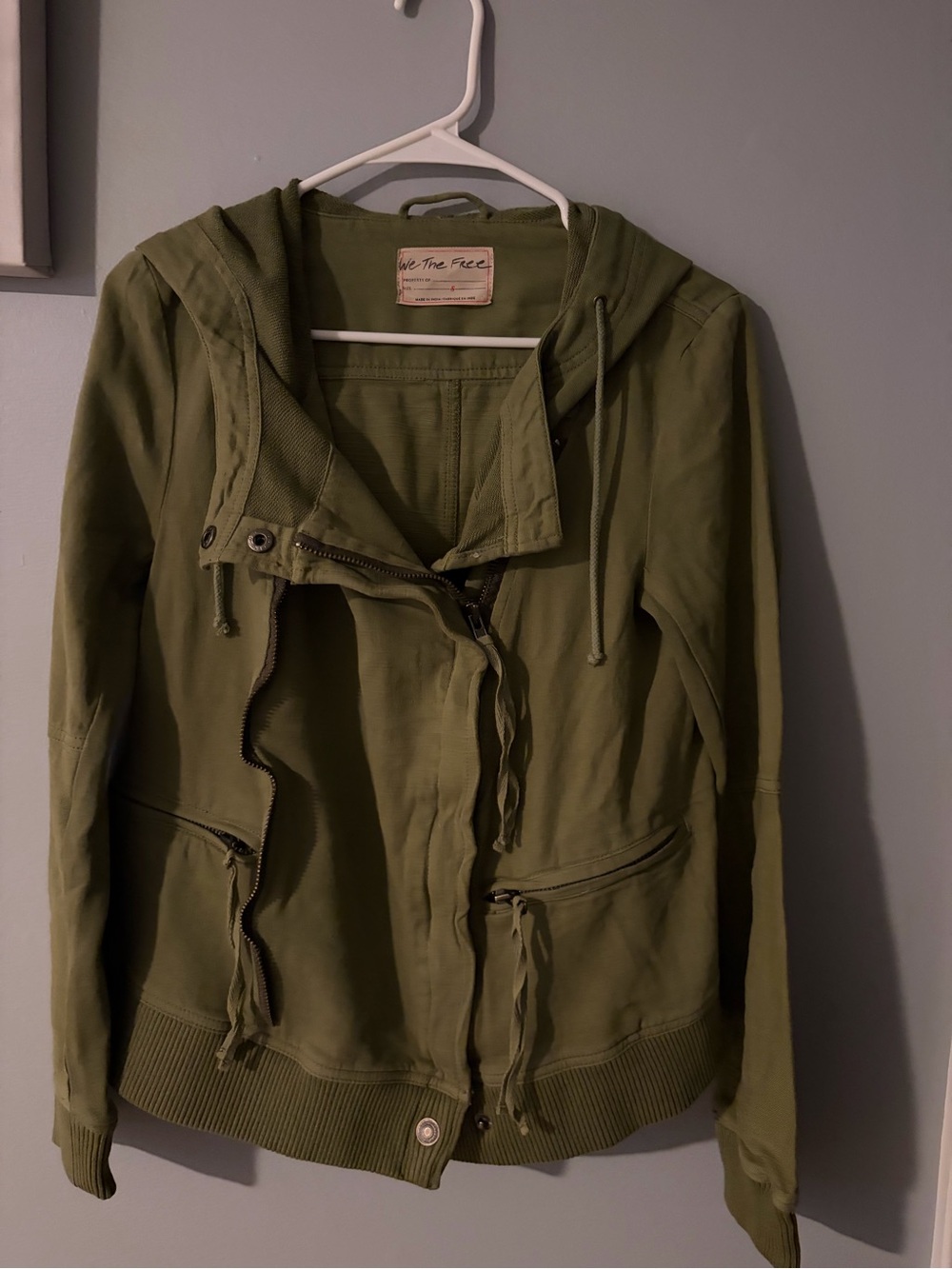 Free People We The Free Carmen Hooded Jacket Olive Green Small MSRP $168